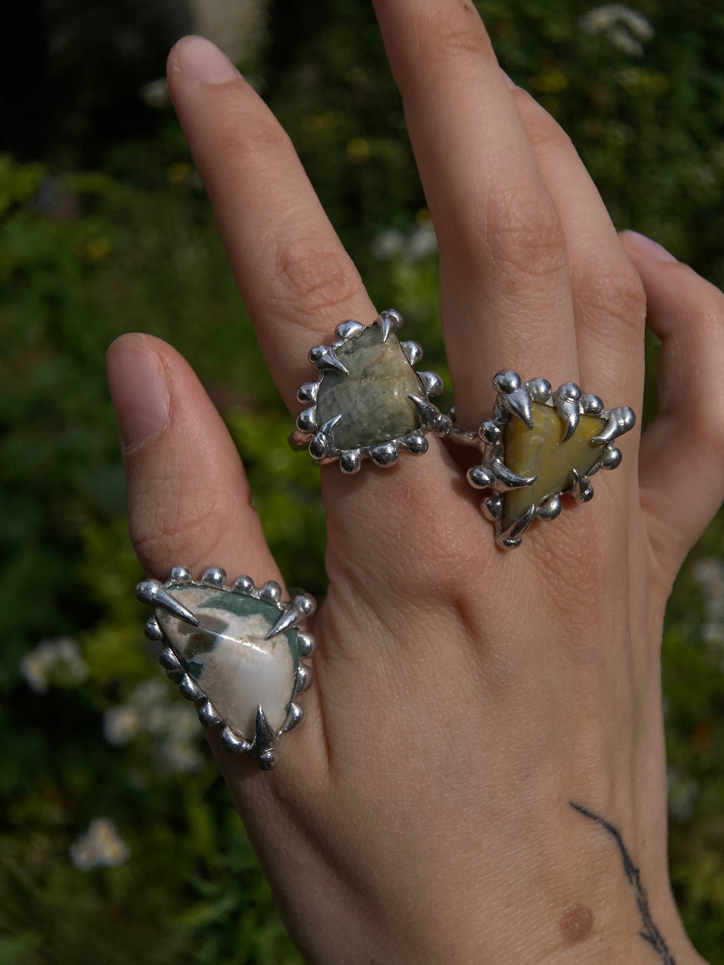 Handmade Amazonite Ring – Fairycore Grunge Statement Jewelry (Size 49)