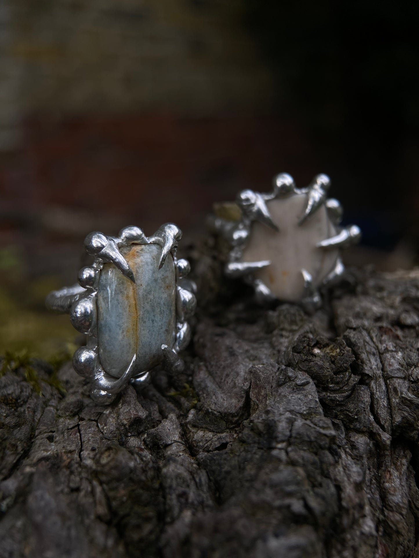 Handmade Amazonite Ring – Fairycore Grunge Statement Jewelry (Size 49)