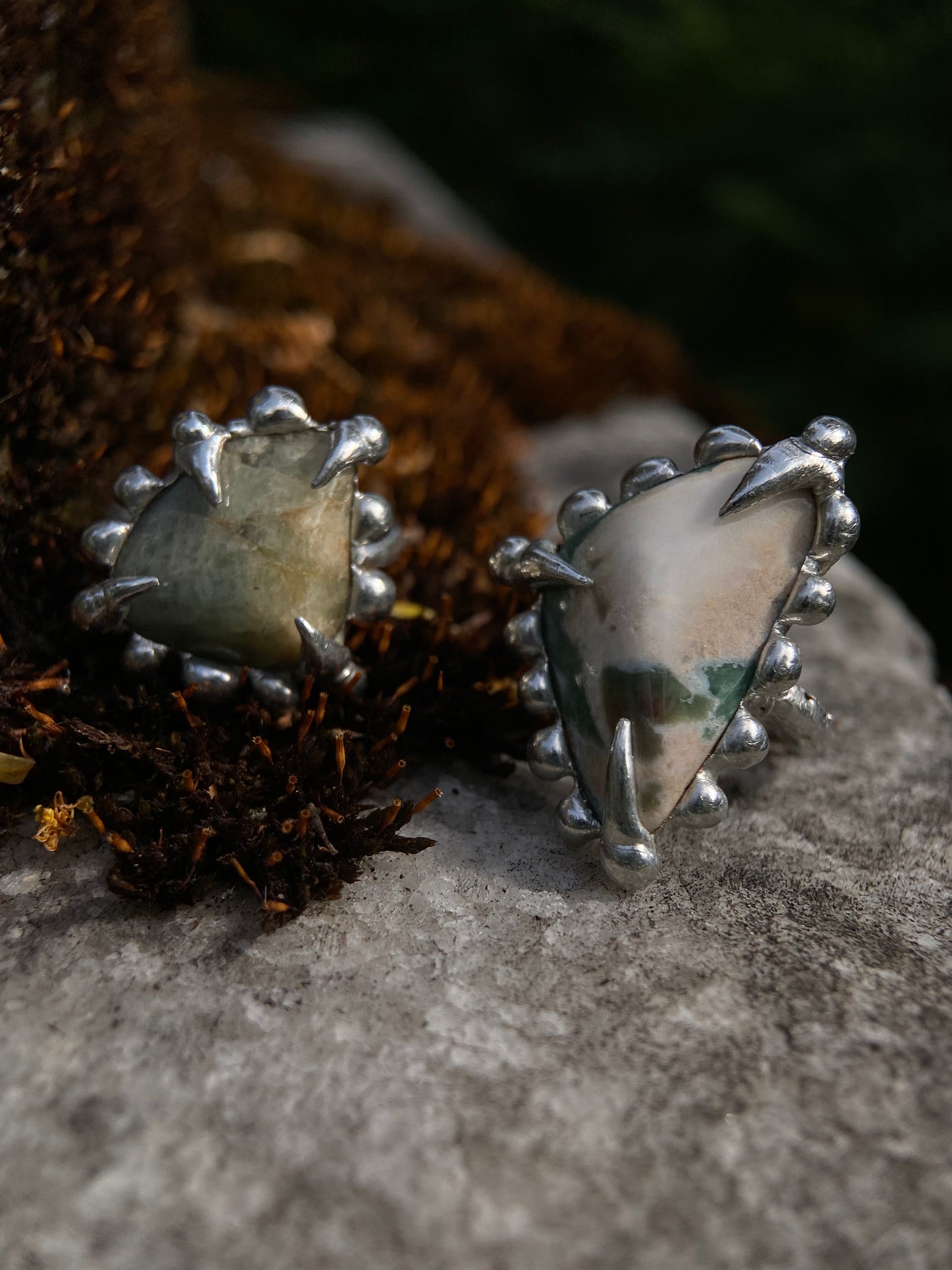 Handmade Ocean Jasper Ring – Fairycore Grunge Statement Jewelry (Size 54)