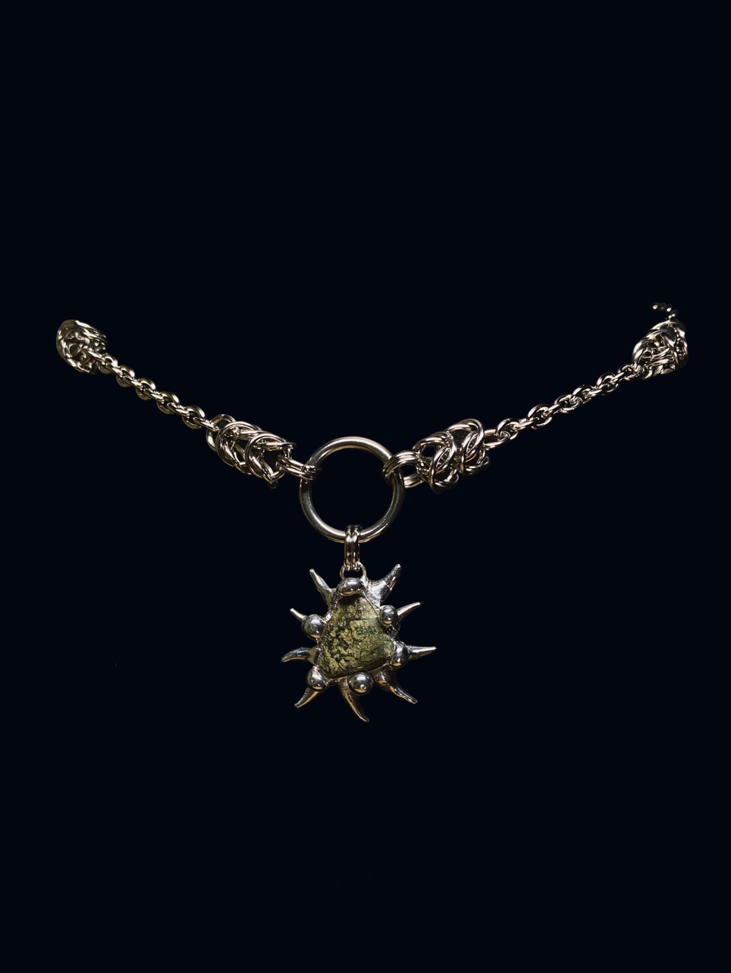 Handmade Spiky Serpentine Pendant – Necklace or Earring