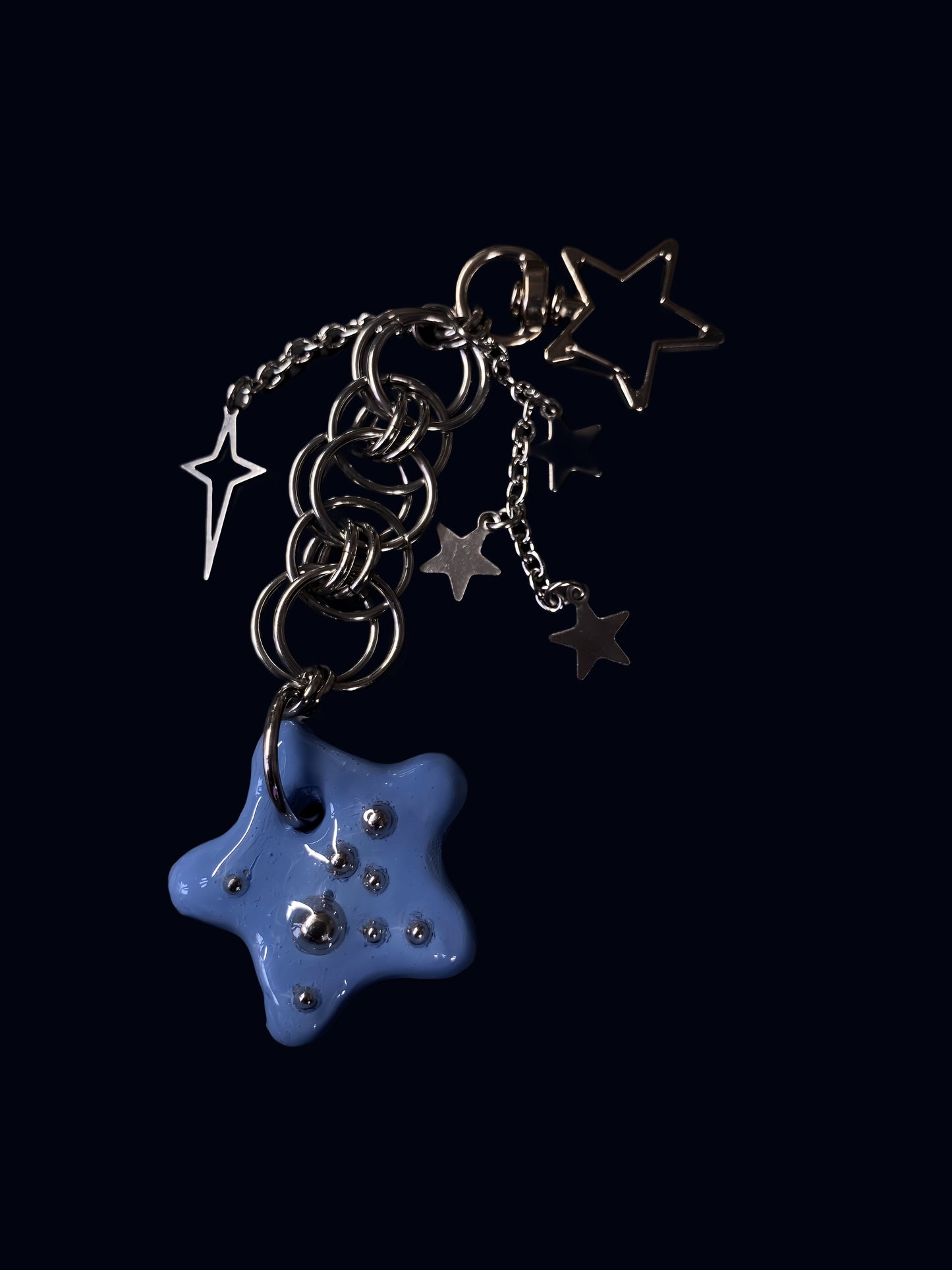 Handmade Blue Star Keychain X