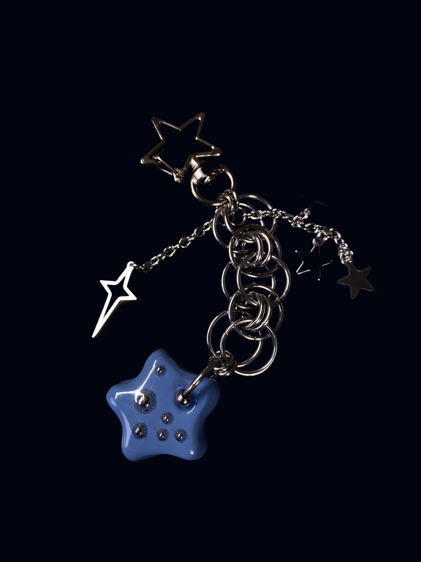 Handmade Blue Star Keychain III