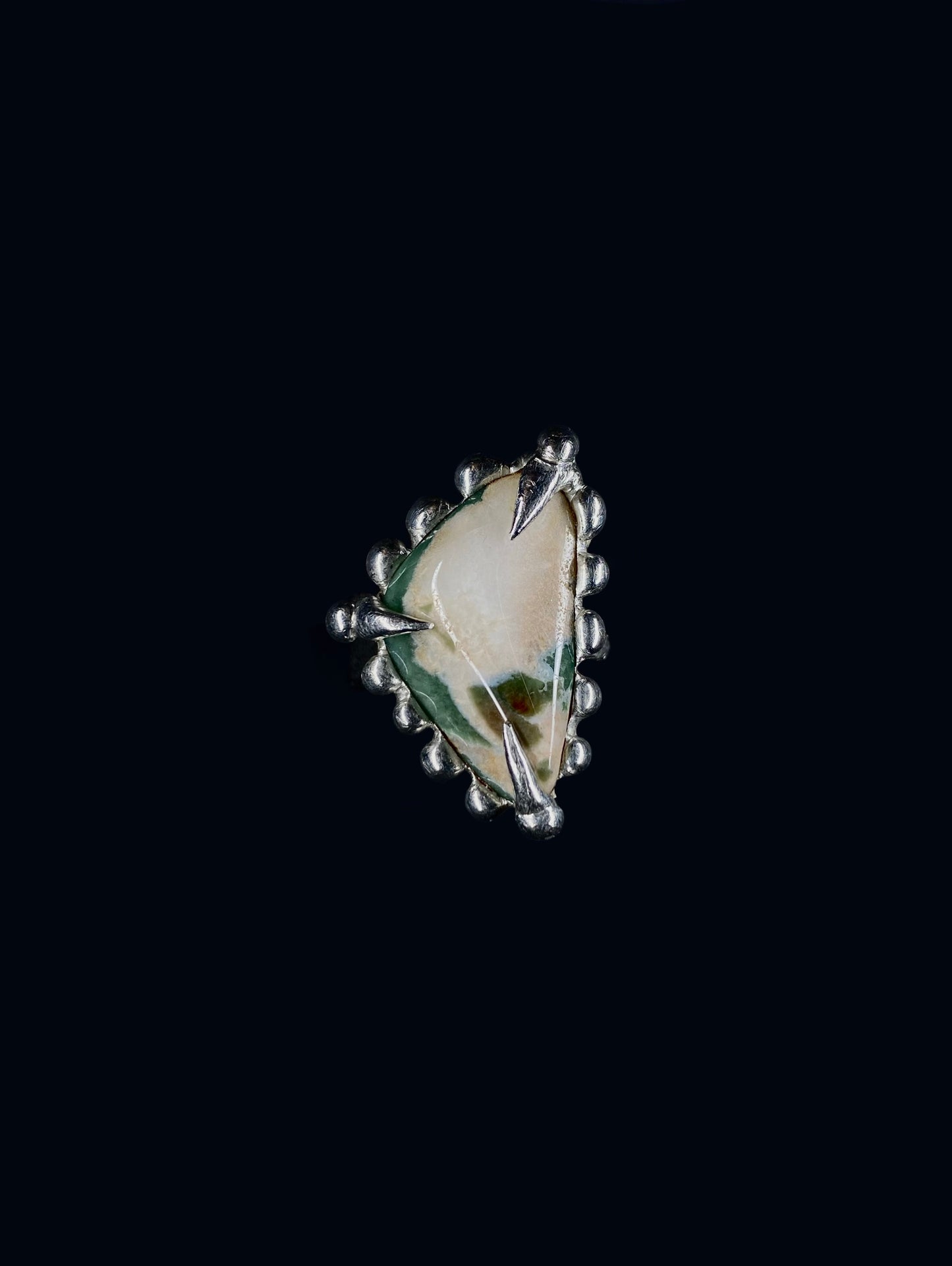 Handmade Ocean Jasper Ring – Fairycore Grunge Statement Jewelry (Size 54)