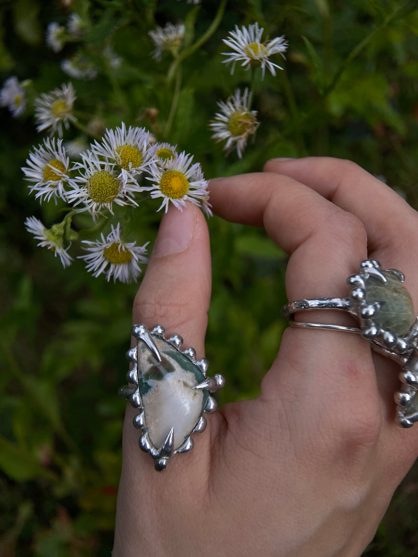 Handmade Ocean Jasper Ring – Fairycore Grunge Statement Jewelry (Size 54)