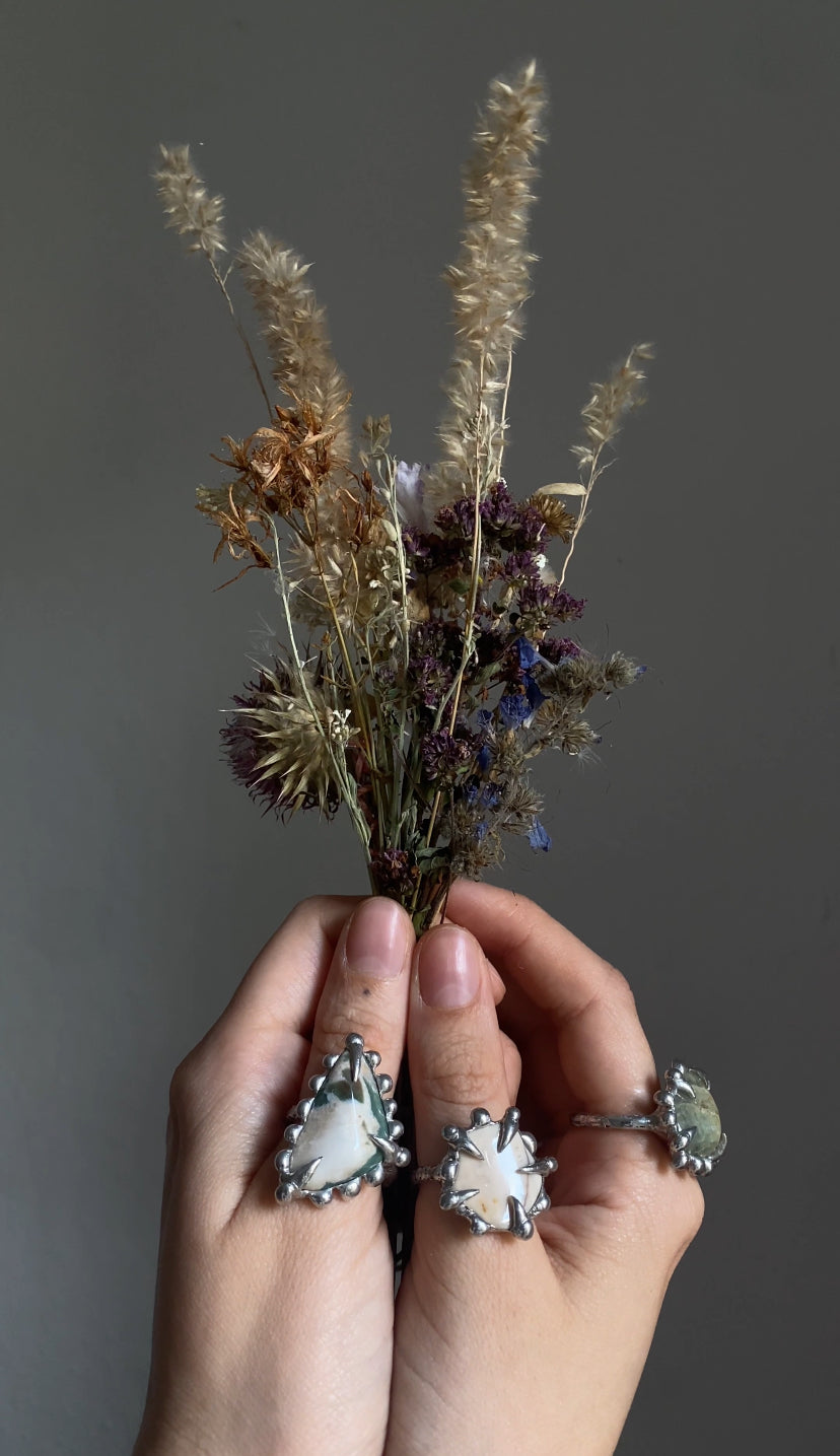 Handmade Ocean Jasper Ring – Fairycore Grunge Statement Jewelry (Size 54)