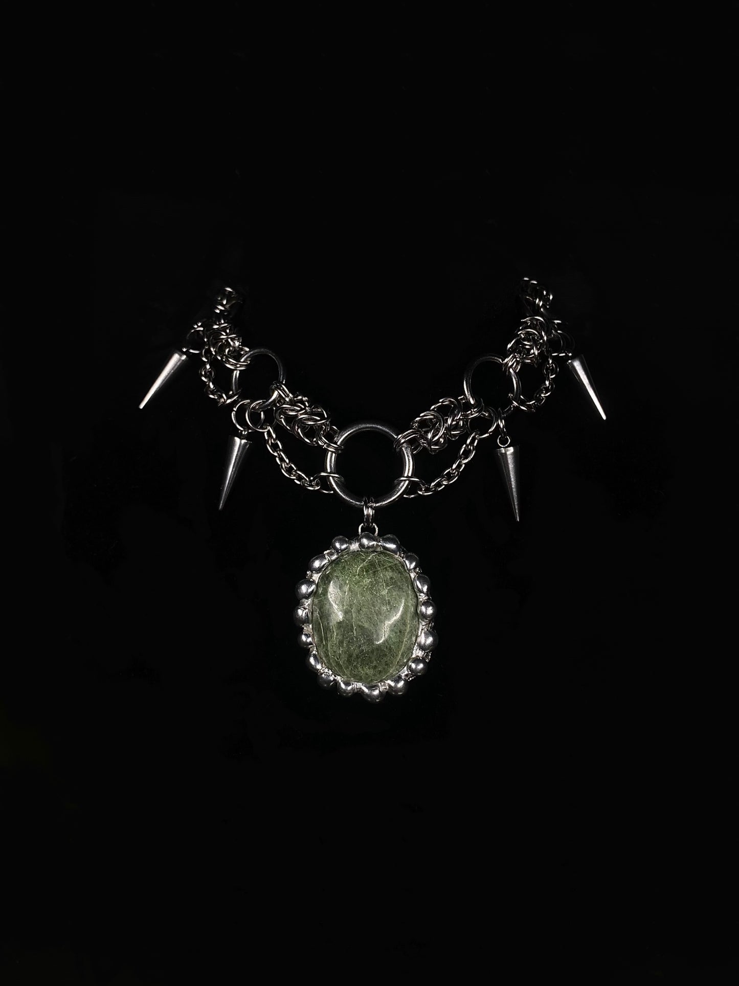 Handmade Chainmail Choker with Jasper Pendant