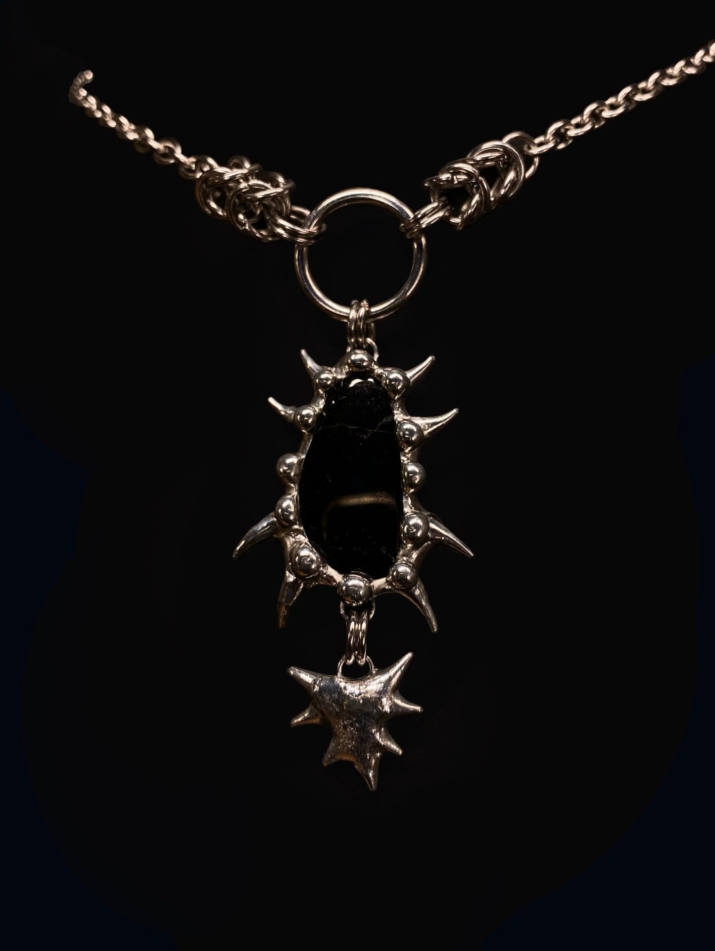 Handmade Black Agate Pendant – Necklace or Earring