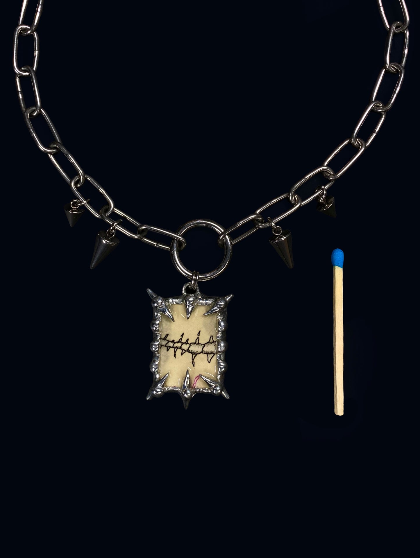 Handmade Spiky Fish Sceleton Choker