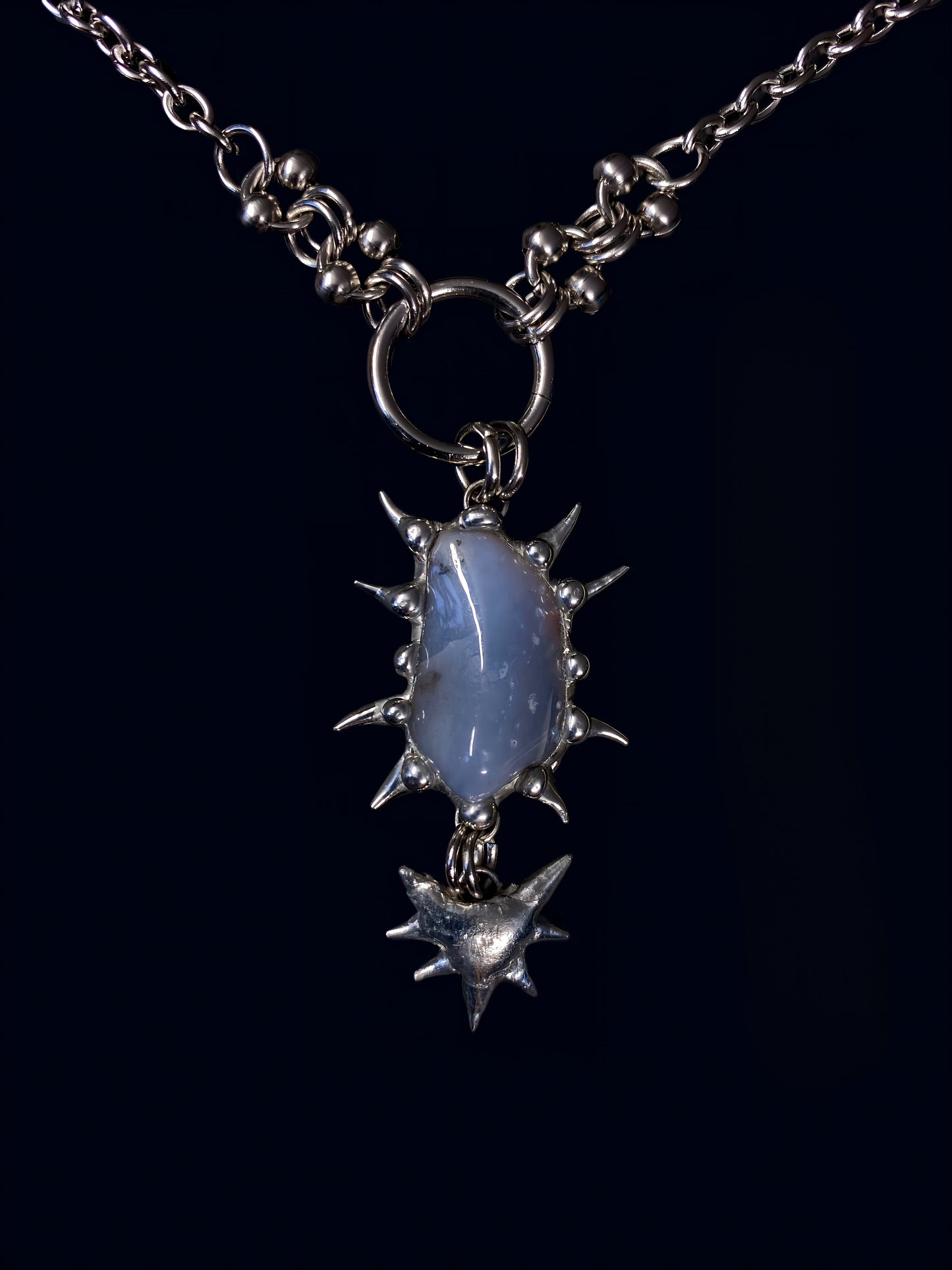 Handmade Blue Chalcedony Pendant Necklace