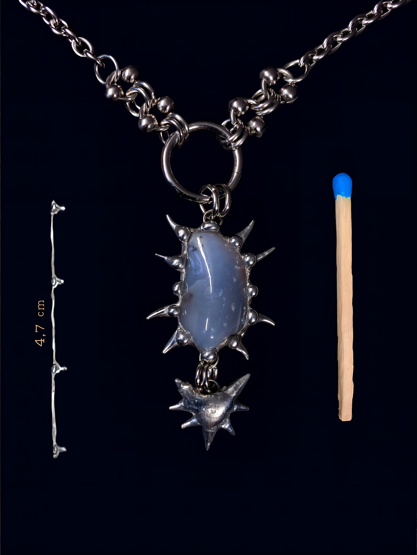 Handmade Blue Chalcedony Pendant Necklace