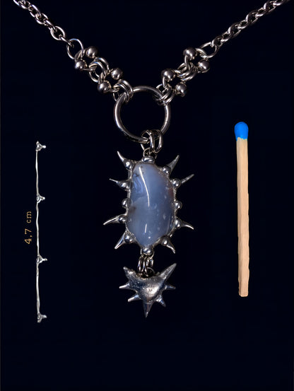 Handmade Blue Chalcedony Pendant Necklace