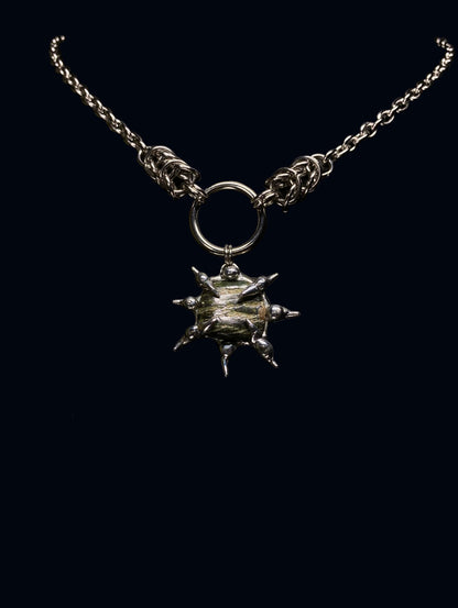 Handmade Spiky Chrysotile in Serpentine Pendant – Necklace or Earring