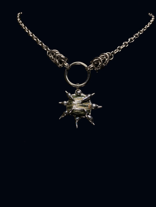 Handmade Spiky Chrysotile in Serpentine Pendant – Necklace or Earring