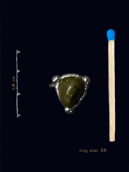 Handmade Epidote Ring (Size 55)