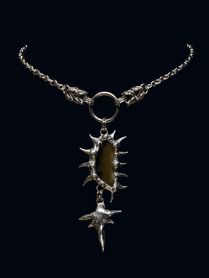 Handmade Spiky Montana Moss Agate Pendant – Necklace or Earring