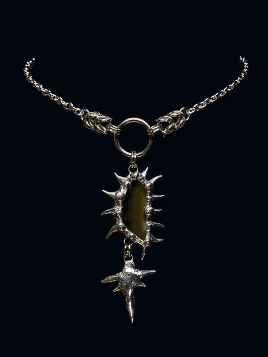 Handmade Spiky Montana Moss Agate Pendant – Necklace or Earring