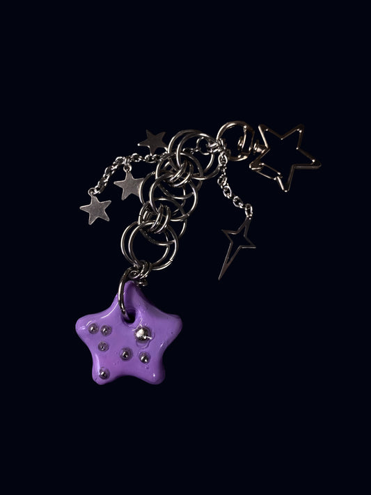 Handmade Purple Star Keychain XI