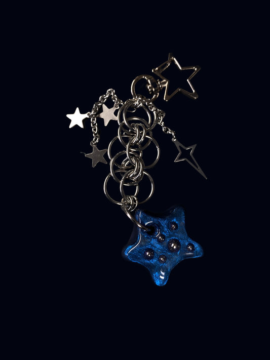 Handmade Metallic Blue Star Keychain V
