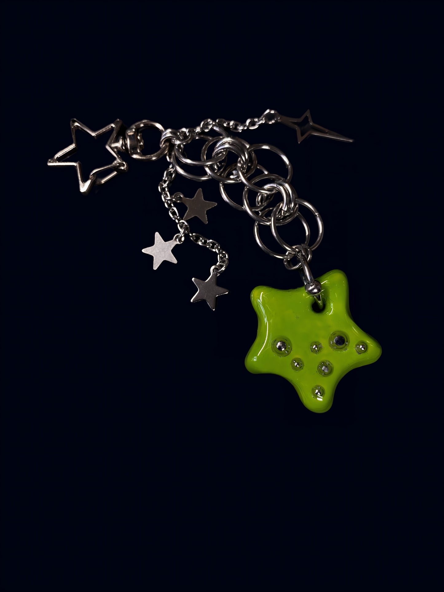 Handmade Green Star Keychain VI