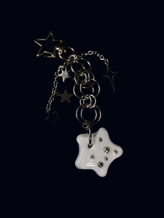 Handmade White Star Keychain VII