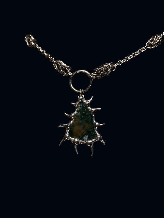 Handmade Moss Agate Pendant – Necklace or Earring