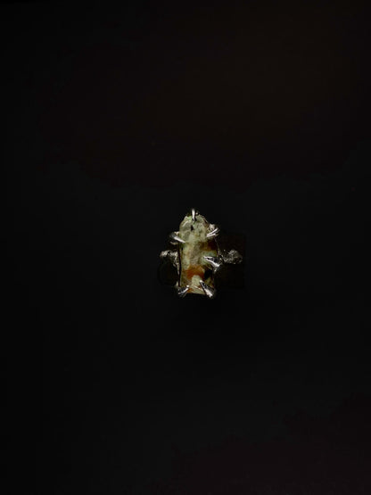 Spiky Garnierite statement ring – handmade soft solder jewelry in fairycore style