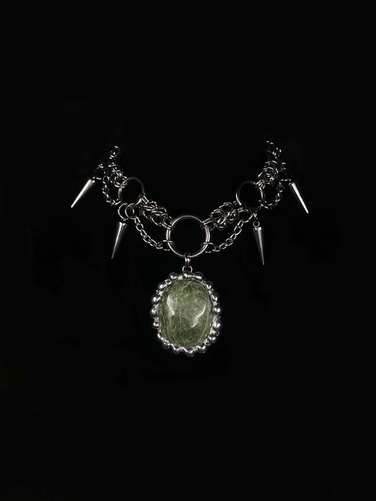 Handmade Chainmail Choker with Jasper Pendant