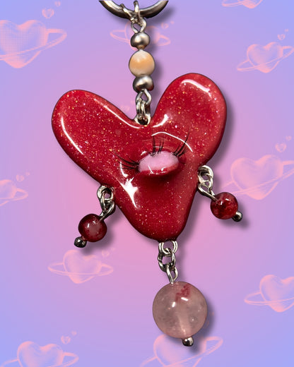 glitter heart swarm necklace