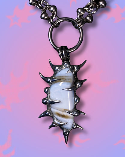 calcite spiked soft solder necklace