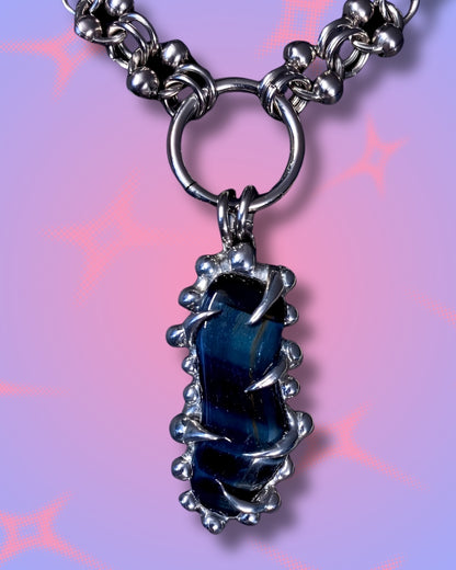 Handmade Falcon's Eye Pendant Necklace