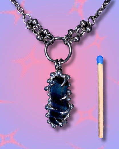 Handmade Falcon's Eye Pendant Necklace