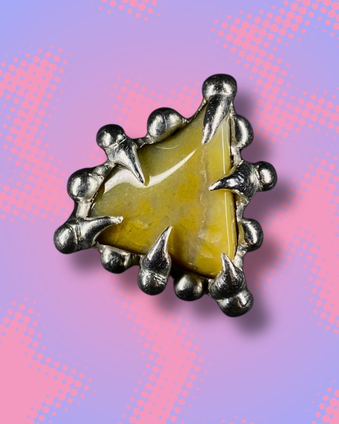 Handmade Agate Ring – Fairycore Grunge Statement Jewelry (Size 53)