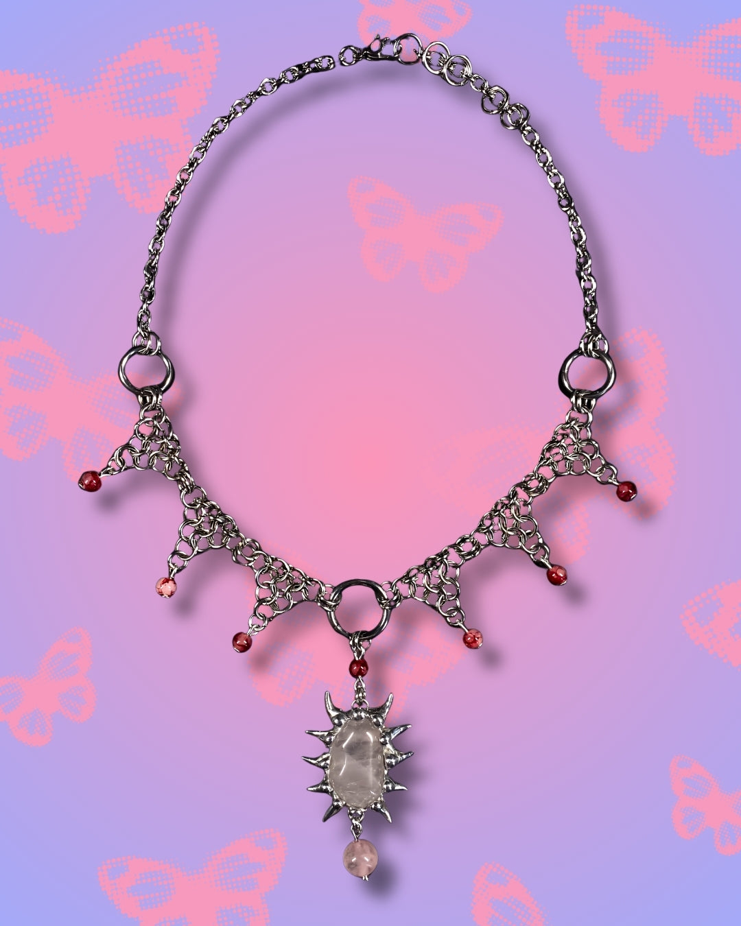 ethereal rose quartz necklace