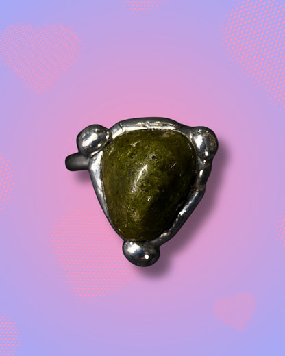 Handmade Epidote Ring (Size 55)