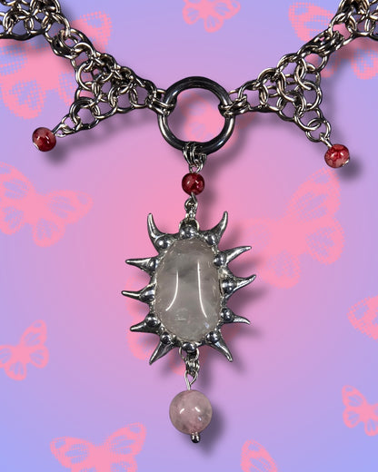 ethereal rose quartz necklace