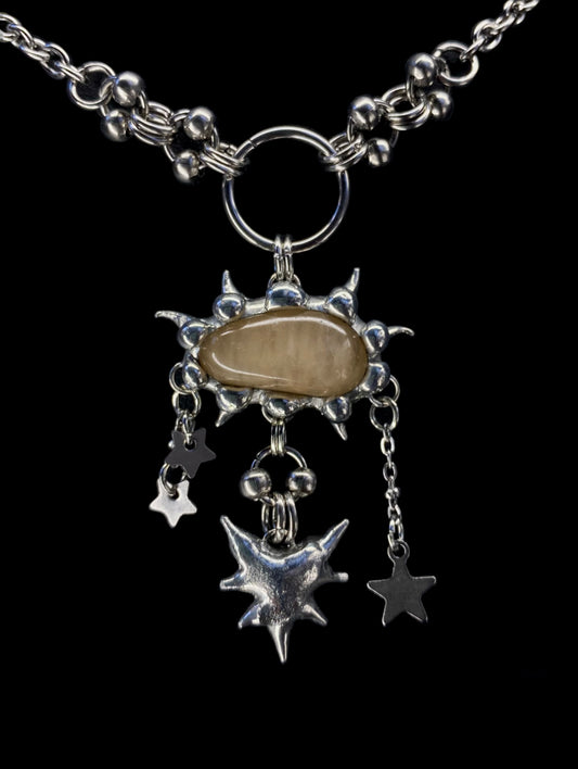 Handmade Spiky Agate Pendant – Necklace or Earring